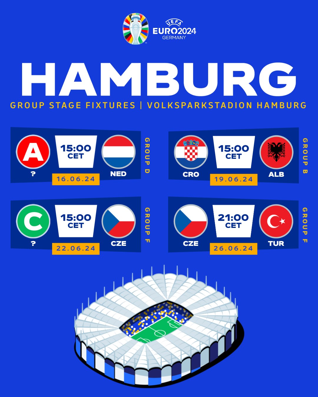Spielplan EURO 2024 in Hamburg